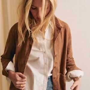 Sezane Will Jacket in Camel Suede